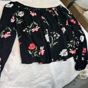 Hollister Floral black off the shoulder top